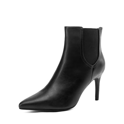 DREAM PAIRS Women's Pointed Toe Stiletto High Heel Ankle Booties,Size 6,Black/Pu,KIZZY-1