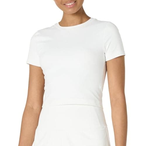 Amazon Essentials Women's Active FormFlex Buttery Soft Slim Fit Crop Layering Workout Top, White, XX-Large