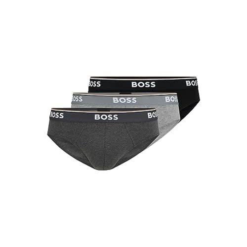 BOSS Hugo Men's Brief 3p Co/el 10146061 01, Charcoal/Black/Dark Grey, Medium