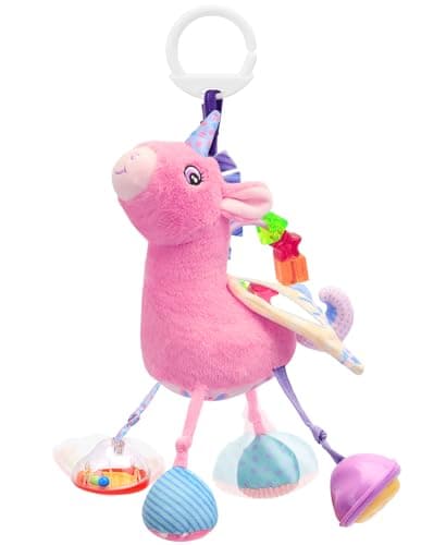 Baby Car Seat Hanging Toy for 0-6 Months with Musical Sensory Rattle Girl