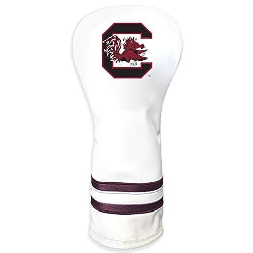 Team Golf NCAA South Carolina Gamecocks White Vintage Fairway Head Cover White Vintage Fairway Golf Club Headcover, Form Fitting Design, Retro Design