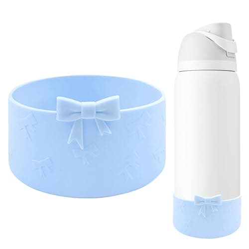 GAISHION Silicone Bow Boot Compatible with Owala 32 oz Water Bottles,Protective Sleeve Anti-Slip Bottom Bumper for FreeSip, Twist, and Flip Stainless Steel Water Bottles Accessories-Blue