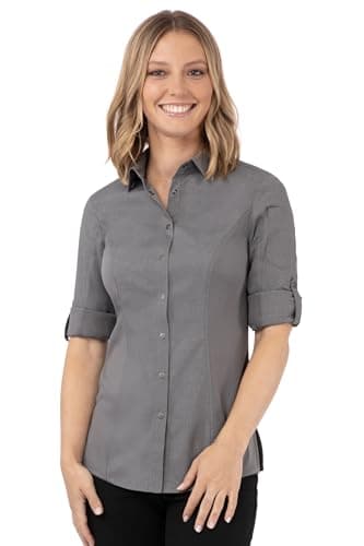 Chef Works Women's Seville Shirt with Mesh Panels, Grey, X-Small