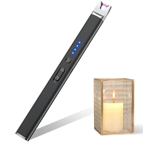 LcFun Candle Lighter Electric USB Rechargeable Plasma Arc Lighter with Safety Lock, Windproof Flameless Long Matches Lighters for Candle, Grill, BBQ, Camping, Gas Stoves