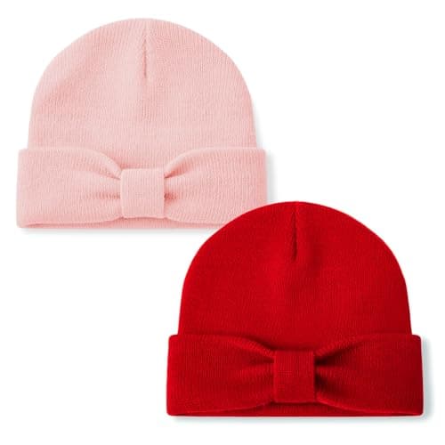 DANMY Baby Beanie Bow Hats Infant Toddler Winter Soft Knit Hat,Kids Warm Beanie for Boys Girls Children Caps 6-36 Months