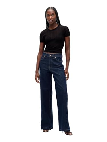 GAP Women's HIgh Rise Stride Denim, Dark Indigo, 27 Long