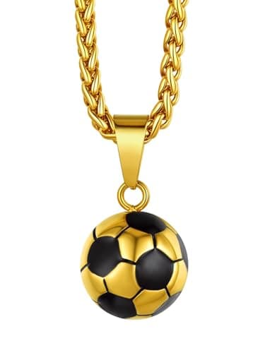 Richsteel Gold Soccer Ball Pendants Sports Necklace for Men