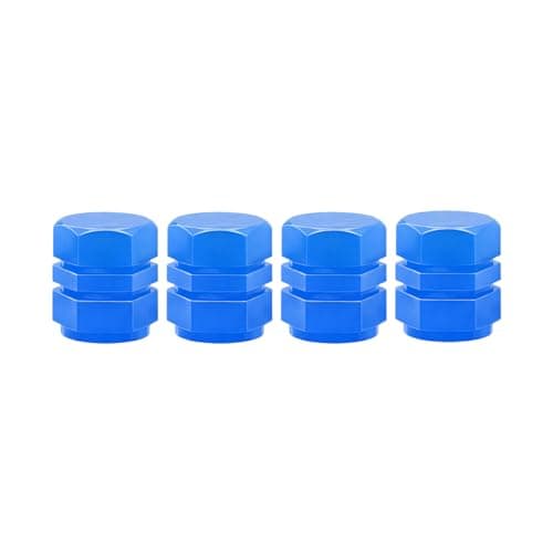 ANFTDCO Car Tire Valve Stem Caps, 4PCS Fluorescent Luminous Vehicle Wheel Valve Caps, Dustproof Automotive Tire Pressure Air Stem Cover, Universal for SUV Automobile Truck (Blue)
