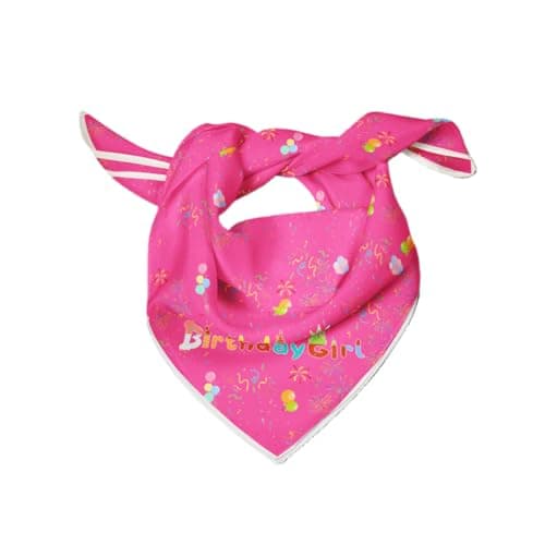 PAPIAMEN Birthday Dog Bandanas Girl,Pink Reflective Dogs Scarfs for Birthday Party Decorations Supplies for Dogs Pet Accessories,Cat Dogs Triangle Pet Scarves for Medium Dogs Outfit,M