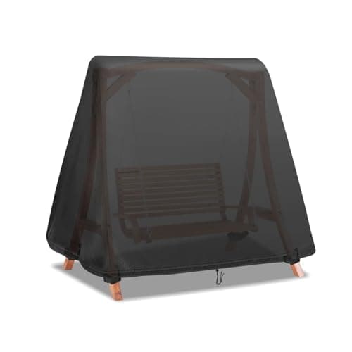 Fizentia Swing Cover,420D Waterproof Outdoor Swings Covers,Shield for A Frame Patio Porch Swings with Drawstring and Buckles(60" Lx41 Wx61 SL,Black)