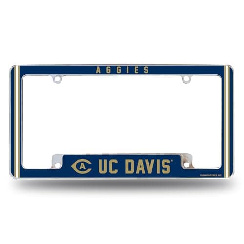 Rico Industries NCAA UC Davis Aggies 12" x 6" Chrome All Over Automotive License Plate Frame for Car/Truck/SUV