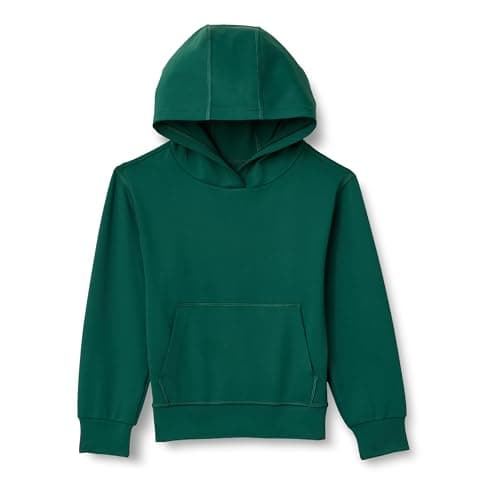Amazon Essentials Boys' Active Performance Stretch Knit Hoodie Sweatshirt, Dark Green, Large