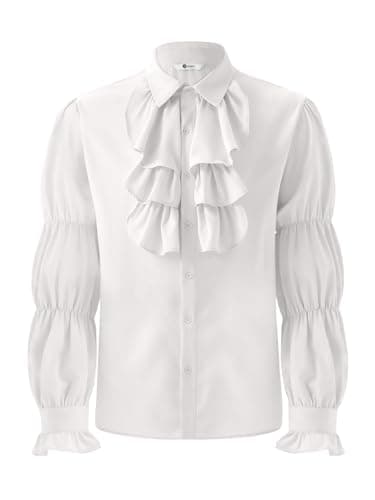 Runcati Mens Pirate Shirt Ruffle Victorian Renaissance Medieval Costume