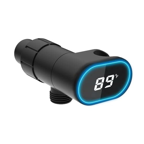 Hibbent Shower Head Holder with LED Display Thermometer, Matte Black