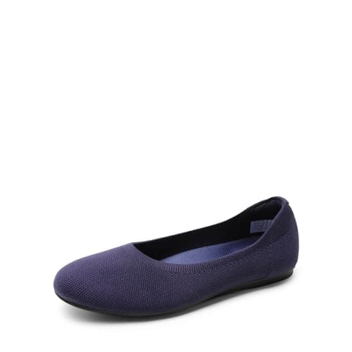 DREAM PAIRS Ballet Flats Shoes for Women, Foldable Knit Women's Flats with Arch Support, Comfortable Shoes for Women Dressy Casual Work Office,Size 6.5,Navy,SDFA2423W
