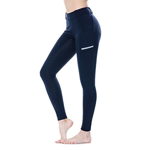SPOEAR Horse Riding Pants Equestrian Women Full Seat Breeches Horseback Riding Tights Silicone Pockets(Navy,S)