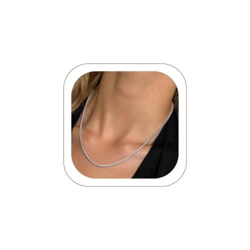ChainsHouse Snake Chain Necklace for Women, Thin Stainless Steel Chain