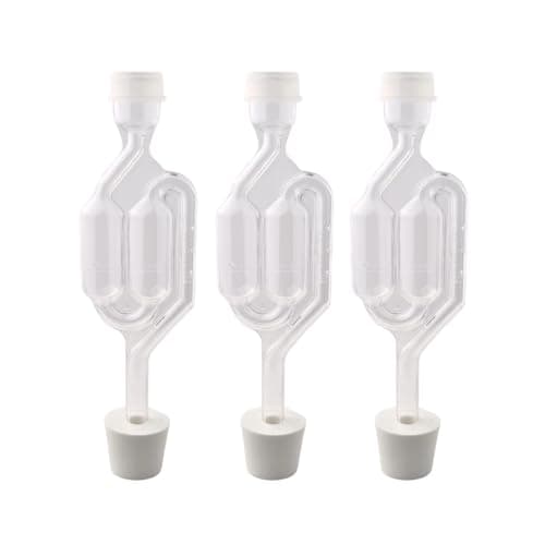 Fastrack Airlocks for Fermenting | Bubble Airlock for Wine Making and Beer Making | BPA-Free S-Shaped Airlock used for Brewing Wine, Beer, Pickles & more |Transparent Airlock Set Of 3
