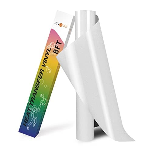 HTVRONT White Glitter HTV Vinyl- 10" x 8ft Heat Transfer Vinyl for T Shirts