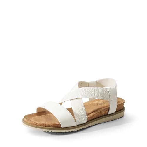 DREAM PAIRS Women's Comfortable Low Wedge Sandals, Open Toe Slip On Strappy Flat Sandals Light-weight Summer Shoes