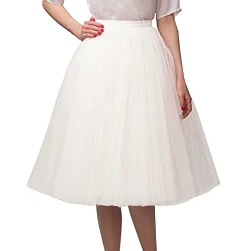 WDPL Women's A Line Short Tutu Tulle Prom Party Skirt XX-Large White