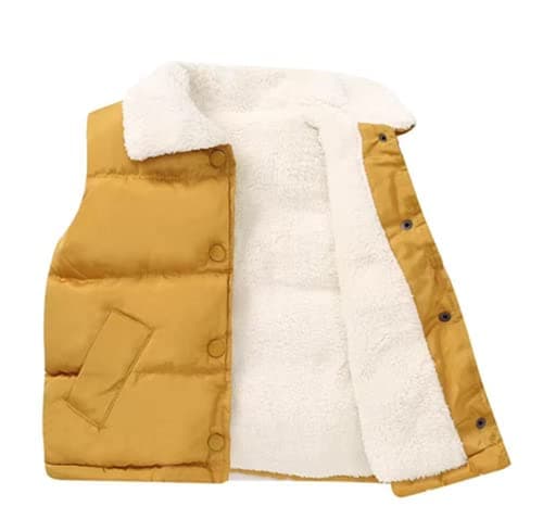 Mud Kingdom Little Boys Sherpa Fleece Vest Jacket Snap Button Warm Winter Outerwear Yellow Size 6-7