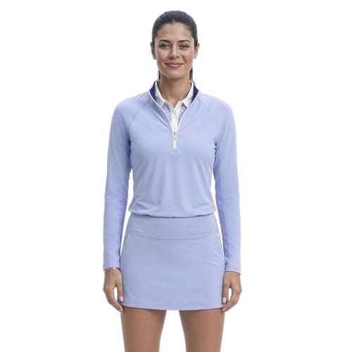 IZOD Women's 1/4 Zip Pullover Performance Stretch Long Sleeve Golf Running, Hydrangea, XX-Large