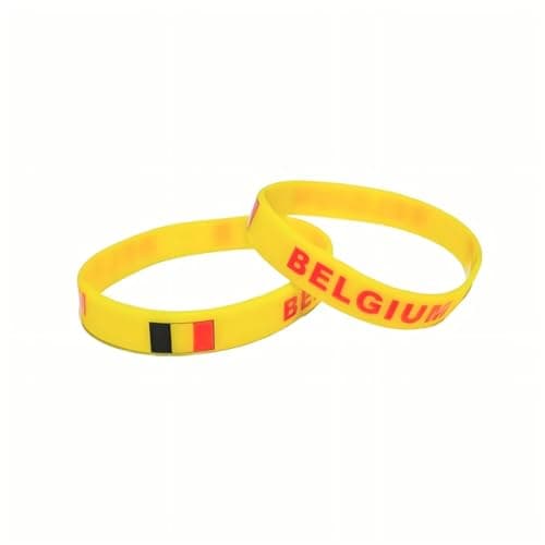 NIISDROP 2026 International Football Championship Themed Wristband, 2-Pack, Unisex Solid Color Bracelet, Suitable as a Cheering Prop for Watching Matches and as a Fan Souvenir (Belgium)