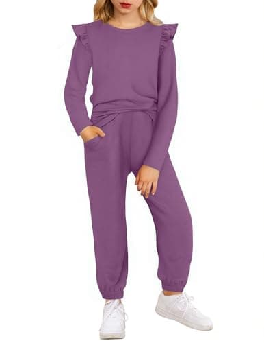 Arshiner Girls Clothes 2 Piece Fall Outfits Long Sleeve Ruffle Tops Pants