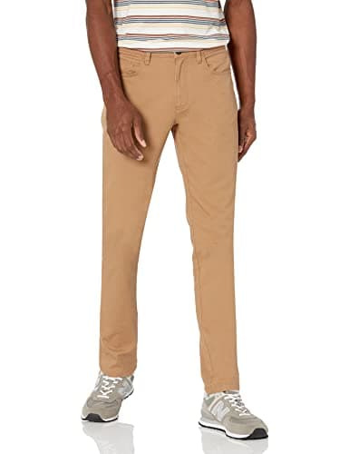 Amazon Essentials Men's Skinny Fit 5-Pocket Comfort Stretch Chino Pants, Khaki, 36W x 28L