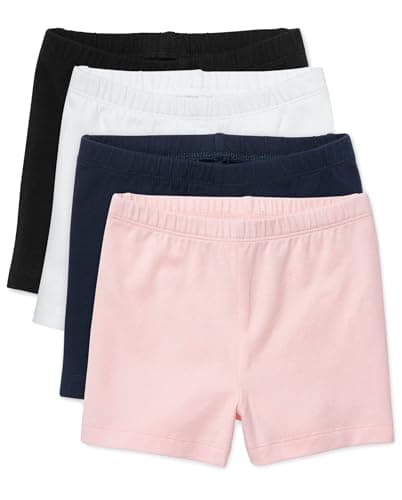 The Children's Place baby girls And Toddler Cartwheel Shorts, Black/Shell/Tidal/White 4 Pack, 4T US