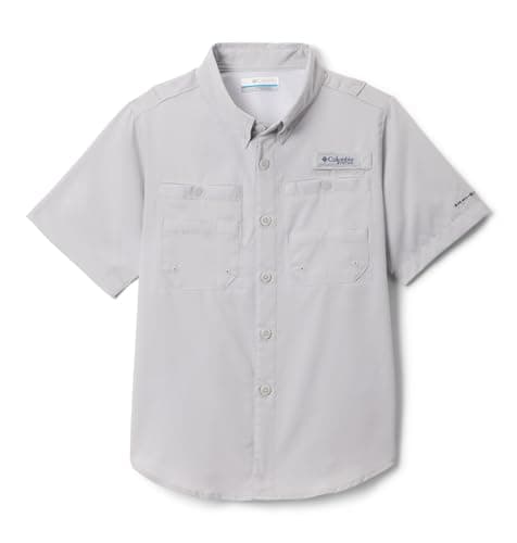 Columbia Boys PFG Tamiami Short Sleeve Shirt, Cool Grey, Large