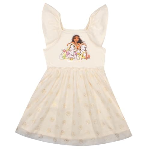 Disney Princess Moana Rapunzel Belle Shine Together Girls Tutu Dress (Size 7/8 Beige)