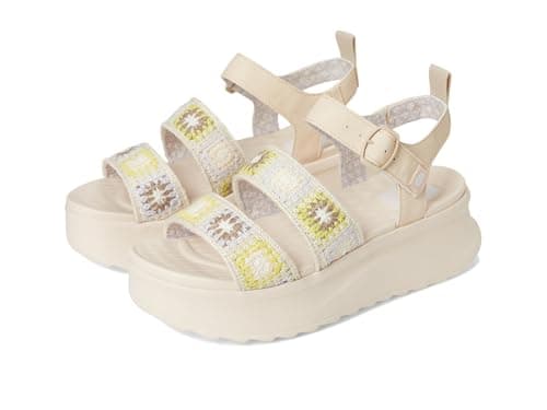 HEYDUDE Women's Delray Buckle Cottage Crochet Egret/Lavender/Multi 10 Medium