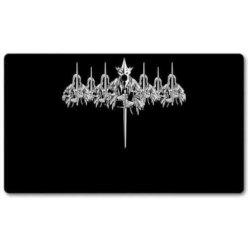 MTG Playmat – Smooth Surface Desk Pad with Non-Slip Rubber Base & Stitched Edges, Compatible with Anime, Collectible Decks & Fantasy Games, Lava Battlefield Design 24x14in