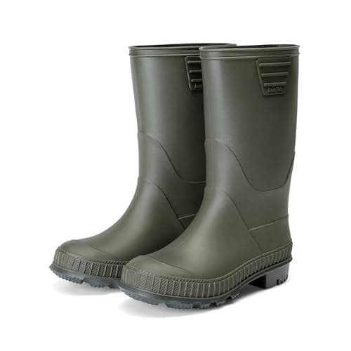 DREAM PAIRS Kids Rain Boots Easy-On Lightweight Non-Slip Outsole for Boys & Girls Outdoor Rainy Day Play,Size 8 Toddler,Olive,KKUMRB2506