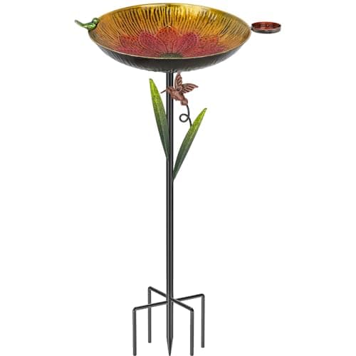 YALINKA Metal Bird Bath for Outside,41.5" Freestanding Garden Birdbath Bowl