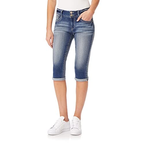 WallFlower Luscious Curvy 17” Jean Capris for Women Mid-Rise Insta Stretch Denim Juniors Jeans - Jenna, 17