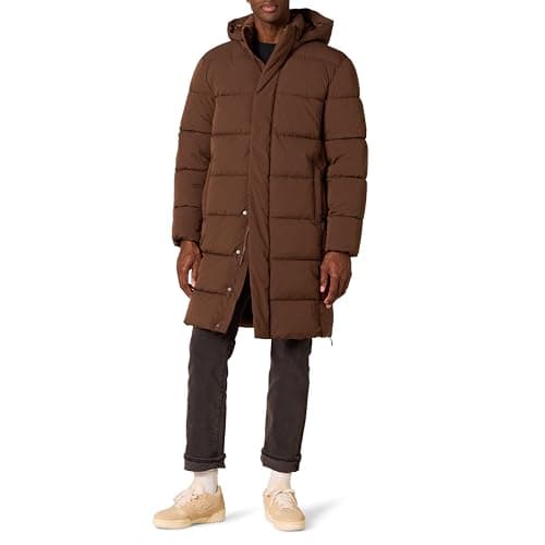 Amazon Essentials Men's Hooded Long Puffer Coat, Deep Brown, XX-Large