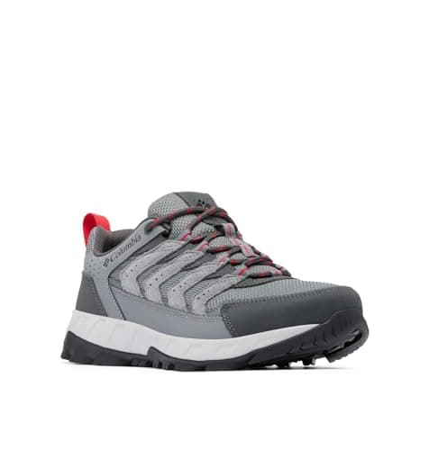 Columbia Men's Strata Trail Low, Titanium Grey Steel/Mountain Red, 8