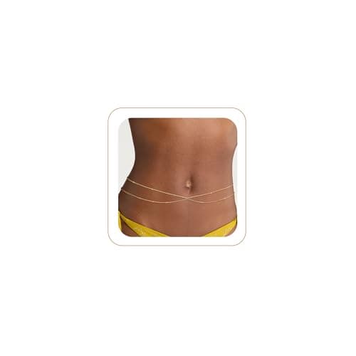14K Gold Plated Waist Chain for Women, Layered Dainty Body Belly Jewelry
