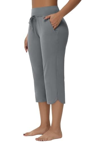 MIVEI Women's Swim Capris Long Shorts Quick Dry UPF 50+ Lightweight 2025 Swimming Pants with Zipper Pockets Dark Gray