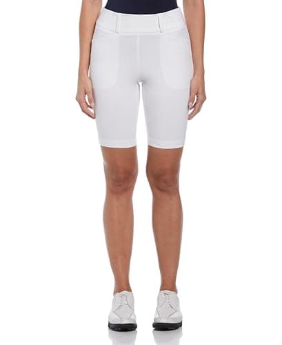 PGA Tour Women’s 9.5” Pull-On Golf Shorts with Tummy Control, Performance Stretch, Moisture-Wicking, Sun Protection, Bright White, XX-Large