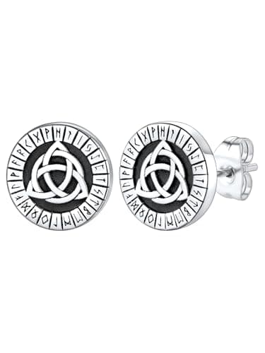 Celtic Knot Stud Earrings Stainless Steel Old-school Viking Rune Design Studs Norse Talisman