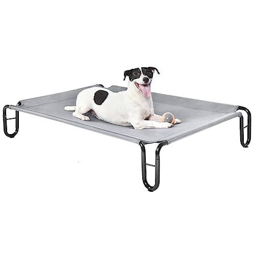 Pettycare Elevated Outdoor Dog Bed - Medium Dog Cot, Waterproof, Cooling, Non Slip, Up to 40 lbs, Grey