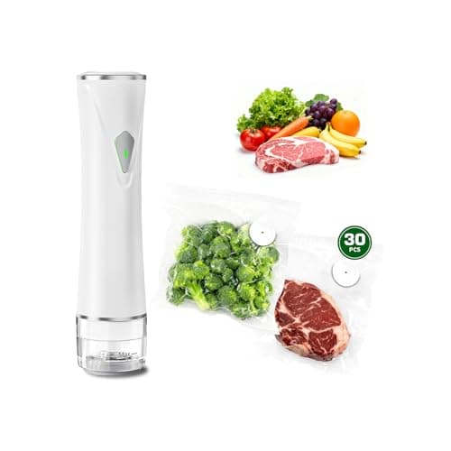 SIHUADON Compact Vacuum Sealer for Food, Portable Handheld Vacuum Sealer Machine with Visible Water Tank, 30 Reusable Bags, 5X Fresh Longer food preservation for Kitchen Meal Prep, Home & Camping