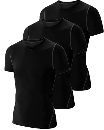 Sanke 3 Pack Youth Boys Short Sleeve Compression Shirt Athletic Baselayer