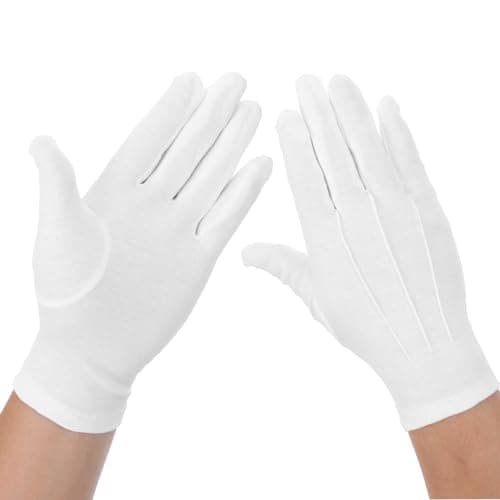 Neyauo White Gloves Men, Cotton Gloves Breathable Jewelry Glove for Wedding
