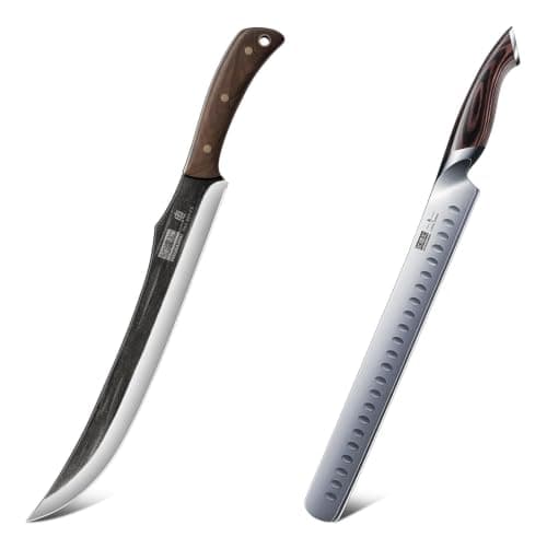 HOSHANHO Carving Slicing Knife, 12 Inch Ultra Sharp Butcher Breaking Knife, Hand Forged High Carbon Steel Curved Brisket Knives & Carving Knives 12 Inch, Japanese High Carbon Steel Slicing Knives