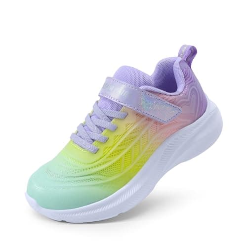 DREAM PAIRS Girls Shoes Kids Tennis Sparkle Ease Running Athletic Lightweight Sneakers for Little/Big Kids Toddler,Size 6 Toddler,Green/Yellow/Purple,SDRS2411K